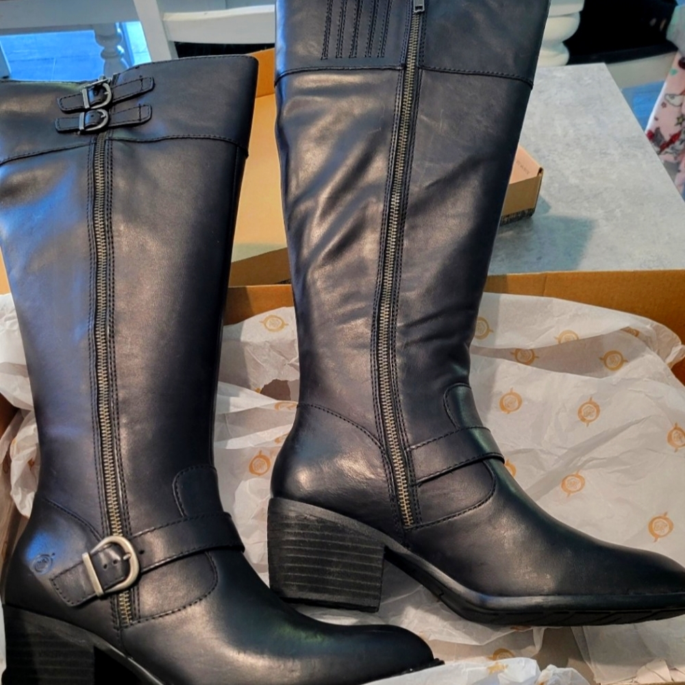 Tall Black Boots- Born Swann Black Leather